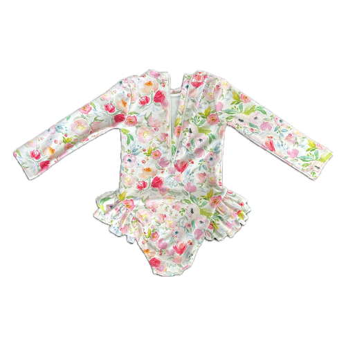 Girls long sleeve togs - Watercolour