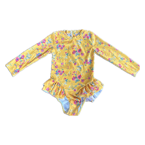 Girls long sleeve togs - Yellow floral