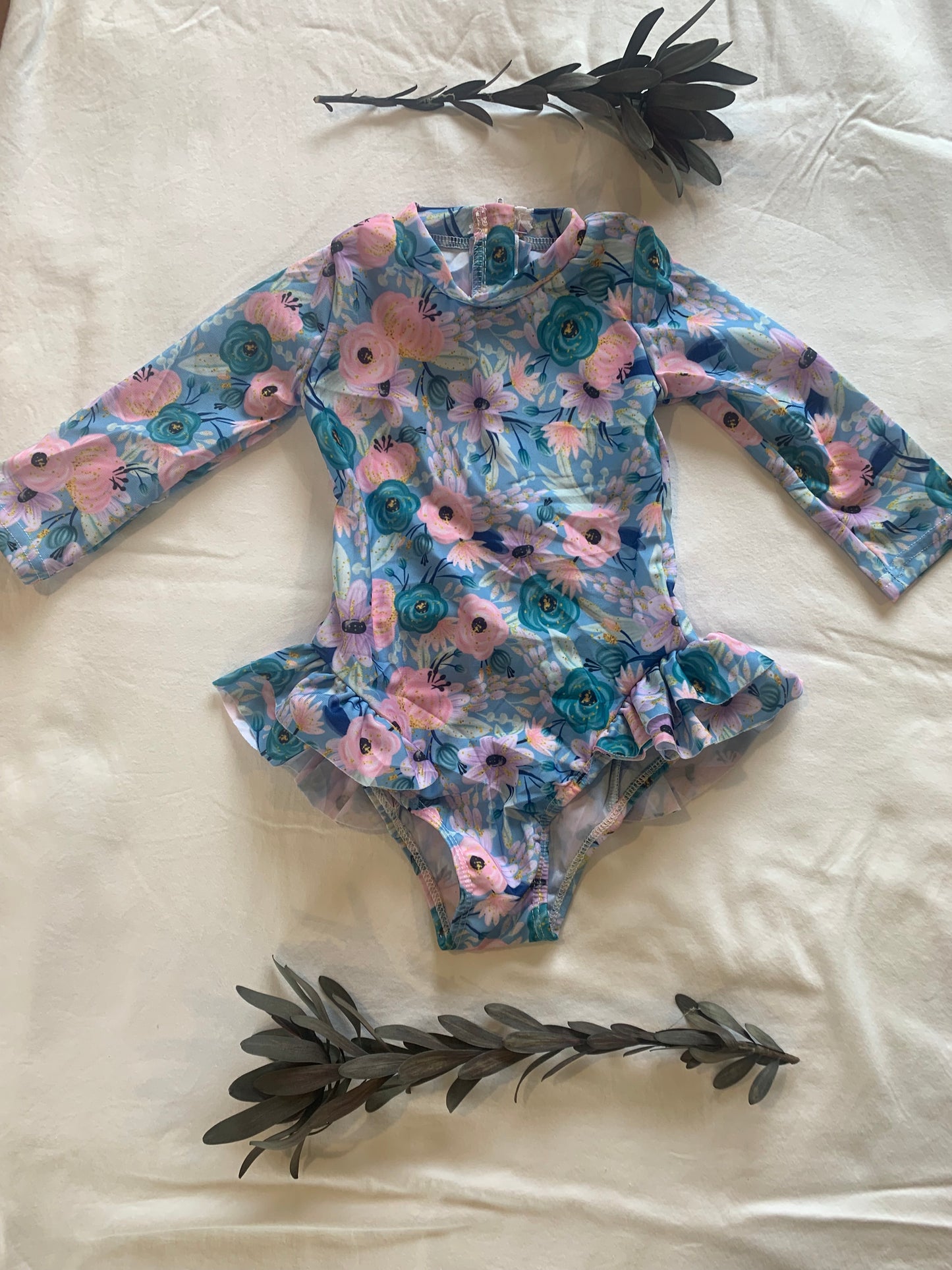 Girls long sleeve togs - Blue florals