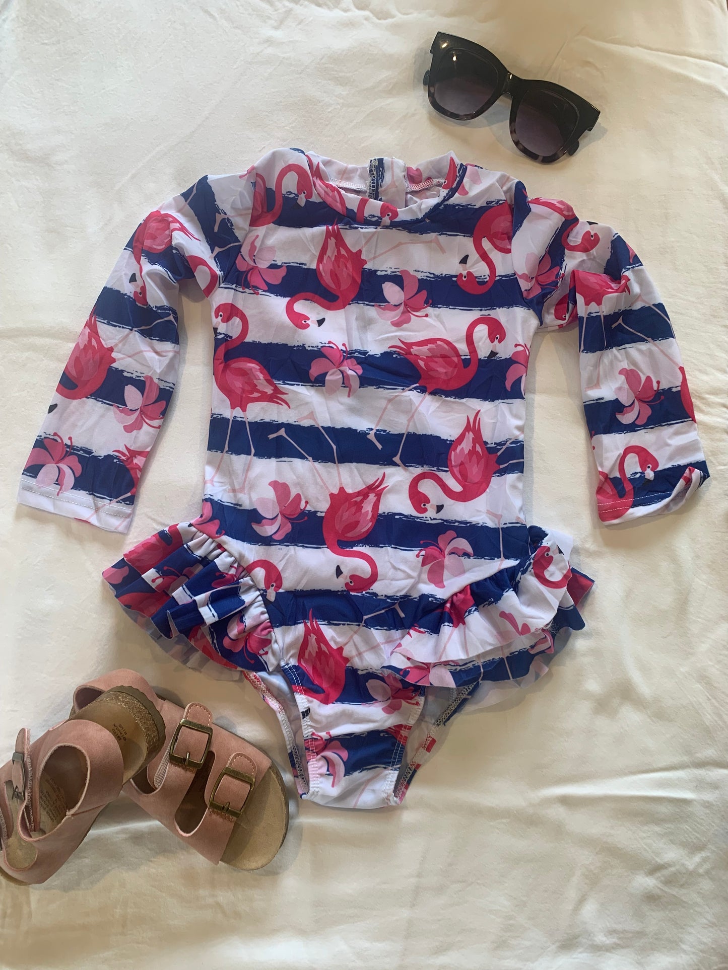 Girls long sleeve togs - Pink Flamingo’s