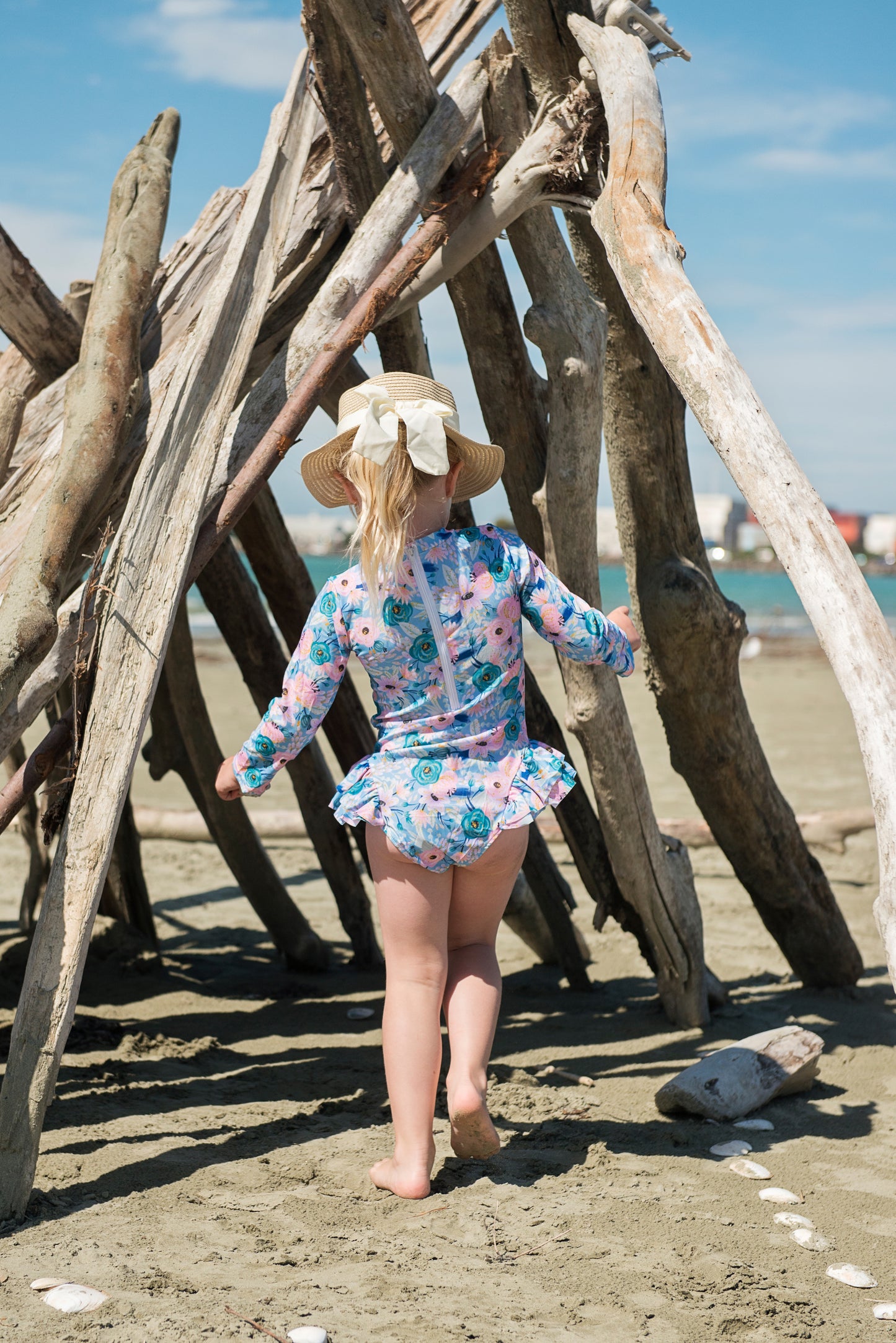 Girls long sleeve togs - Blue florals