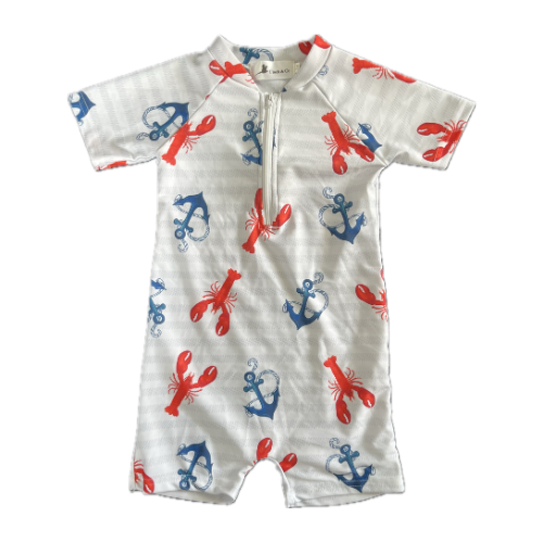 Boys one piece togs - Lobster
