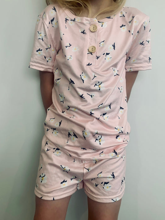 Girls Summer PJs - Pink daisy