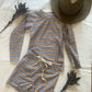 Boys 2 piece togs - Mustard & Blue