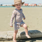 Boys 2 piece togs - Mustard & Blue