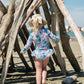 Girls long sleeve togs - Blue florals