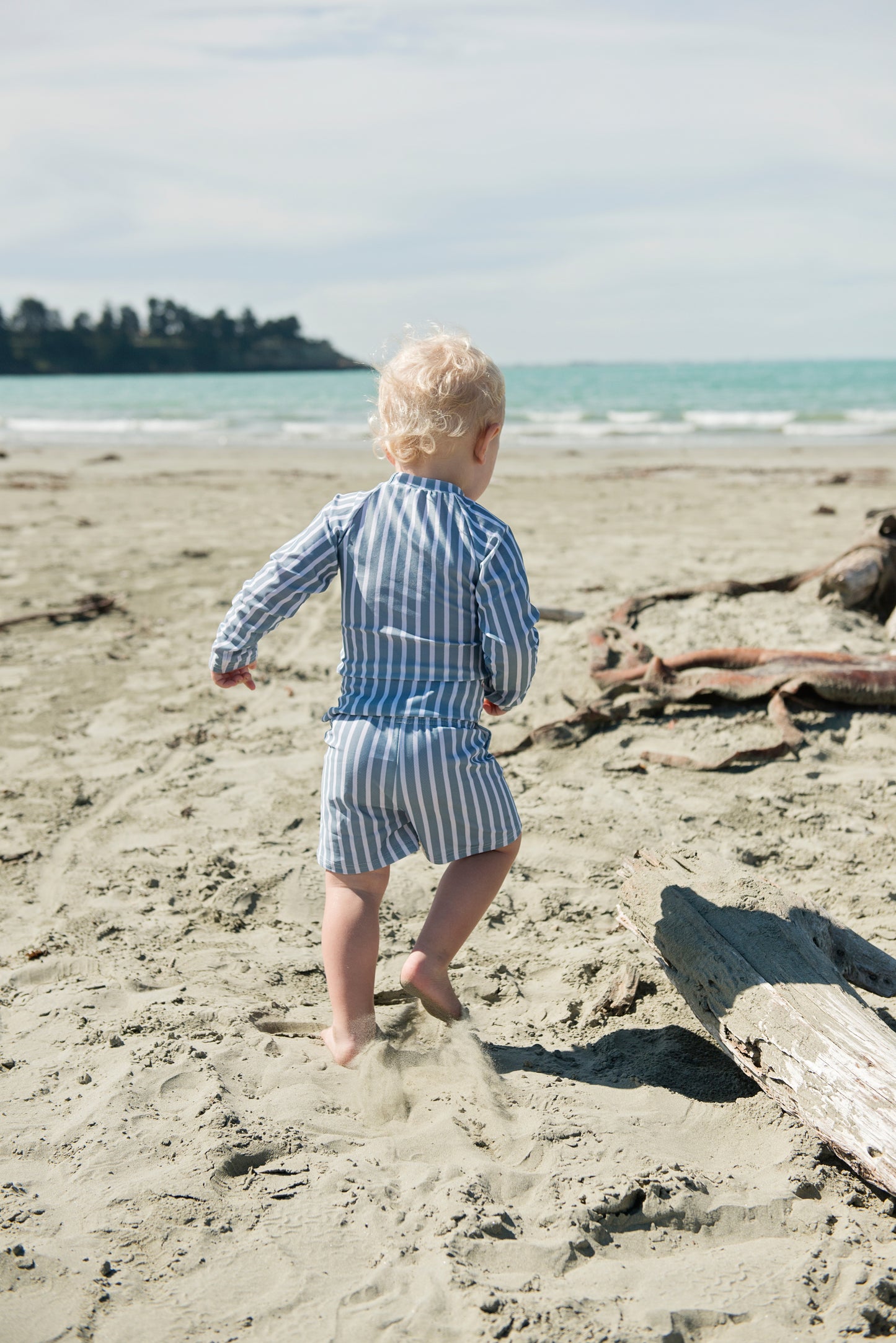 Boys 2 piece togs - White & Blue